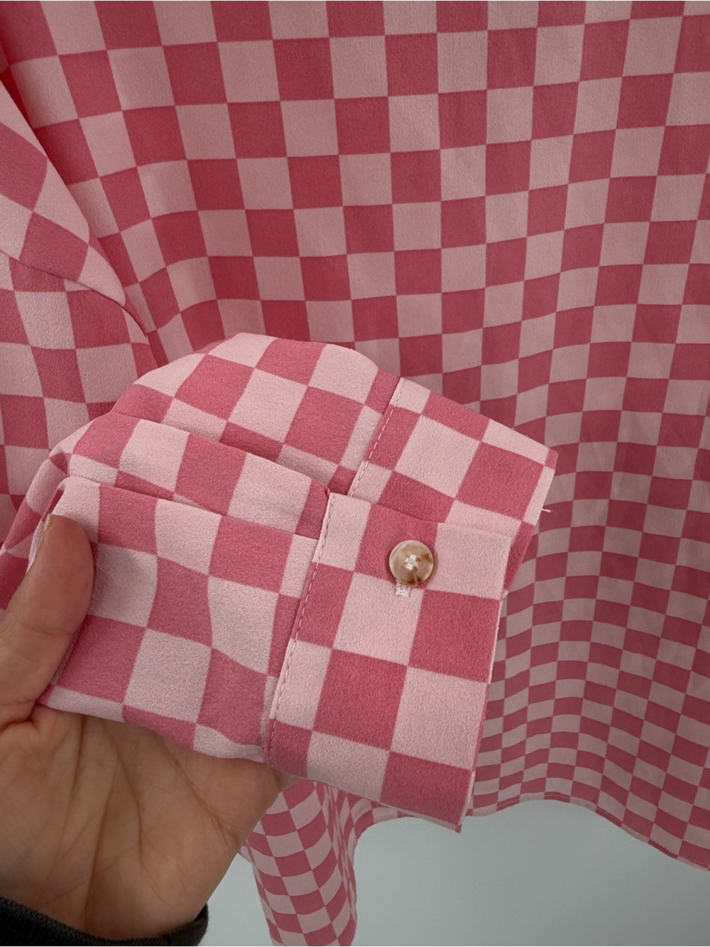 Pretty Garbage Pink Checkered Button-Down Shirt Oversized Large - Picture 6 of 6